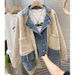 Aria Basics Aria Basics 2025 Plus Size Women's Clothing Autumn/Winter Korean Style Vintage Personality Patchwork Denim Jacket Casual Knit_ecoleips.com