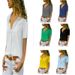 Women's Solid Color Short Sleeve Blouse – Lightweight Chiffon Fabric, V-Neck, Elegant Casual & Office Wear_ecoleips.com