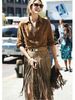 K New Denim Style Wild And Domineering Heavy Industry Tassel Mid Length Skirt For Women_ecoleips.com