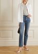 Women's Clothing Gray And Dark Blue High Waist Straight Nine Point Jeans For Women In Autumn With Asymmetric Trouser Legs_ecoleips.com