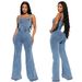 Women's Clothing New Fashion Casual Button High Waist Sexy Flared Denim Overalls_ecoleips.com