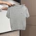 Women's Slim Fit Short Sleeve T-Shirt Apricot round Neck Cable Knit Embroidered Top Summer New Style Design 2025_ecoleips.com