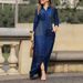 Plus-Size Women's Casual Lapel Long-Sleeved Long Plaid Dress Button-Down Shirt_ecoleips.com