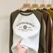 Real Shot Of Foreign Trade Women's Sweatshirt With Contrasting Color Letter Print, Raglan Long Sleeves, Round Neck For_ecoleips.com