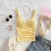 2025 New Summer Cross-Border Fashion Women's Clothing European And American Sexy V-Neck Ruched Slim-Fit Camisole_ecoleips.com