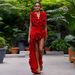 Women's Clothing V-Neck One-Piece Swimsuit Floral Belt Swimwear Two-Piece Set_ecoleips.com