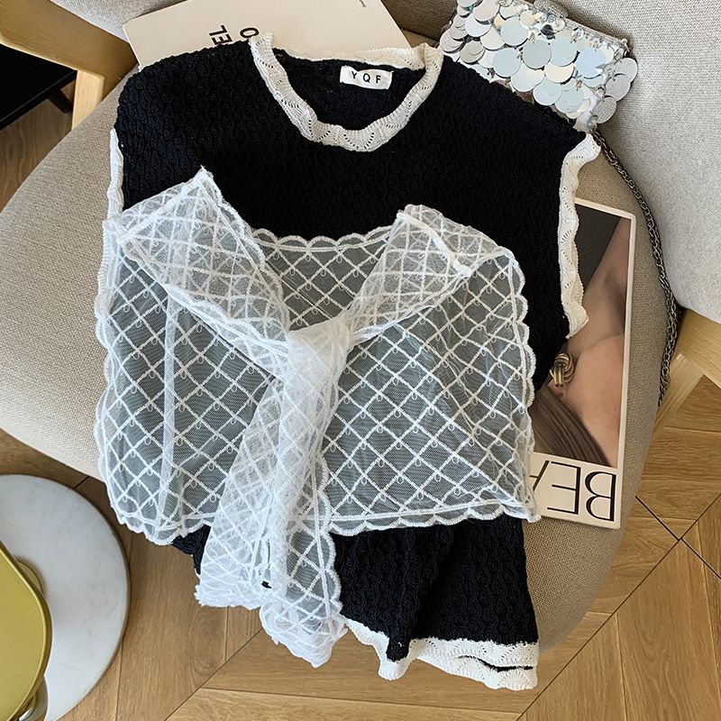 Women's Clothing Summer New Design Sleeveless Vest Top Ice Silk Mesh Knit Sweater_ecoleips.com