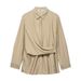 Aria Basics Aria Basics Cross-border European And American Women's Clothing Hot-selling Item Gold Button-decorated Double-breasted Shirt +_ecoleips.com