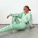 2025 Spring And Autumn Solid Color Cardigan Hooded Pants Women's Urban Casual Fashion Long Sleeve Sweater Set_ecoleips.com