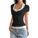 Y2k-Style Sexy Two-Piece Strapless Short-Sleeved T-Shirt For Women, Summer_ecoleips.com