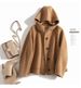 Women's Clothing quality double sided wool coat with hood and short button for women_ecoleips.com