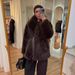 Luxury Faux Fur Coat For Women - Winter Warm Thick Long Sleeve Fashion Outerwear With Belted Design, Notch Collar, Coffee & Beige_ecoleips.com