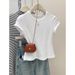 ZOEVA Milk Blue Texture Korean Simple Short-sleeved Women's T-shirt Summer Slim And Thin Niche Foreign Style Bottoming Shirt Top_ecoleips.com