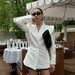 Women's Clothing Oversized Blazer For Women - Long Sleeve V-Neck Work-to-Weekend Coat (Black/White, S-XL)_ecoleips.com