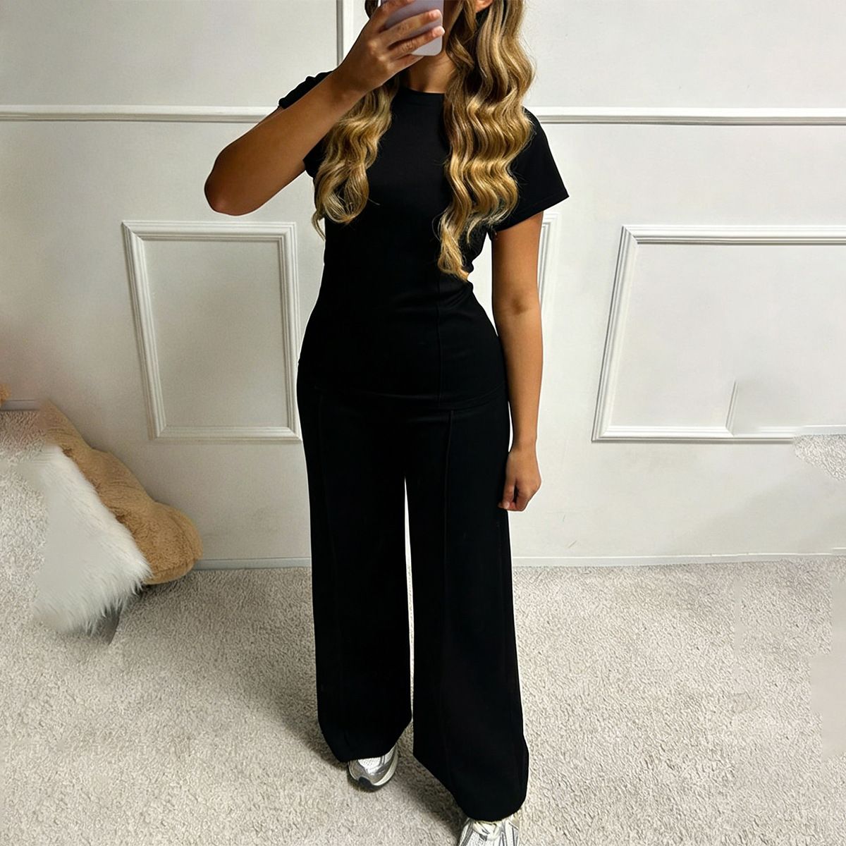 Vacation Ready T-Shirt & Pants Set – Women's Casual Polyester Lounge Outfit (Black/Brown/Heather Gray/Burgundy, S-Xl)_ecoleips.com