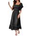 DiYun European And American Casual Vacation Short-Sleeve Simple Long Dress Women's Clothing 2025 Summer_ecoleips.com