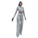 Women's Clothing Sequined Tassel Wide Leg Pants Party Dress Suit_ecoleips.com