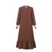 In Stock Ethnic Clothing Arabic Long Dress Solid Color Puff Sleeve Ruffle Elegant Vintage Robe_ecoleips.com