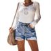 Women's Clothing Super High Waist Full Spray Process Ripped Denim Shorts Hot Pants_ecoleips.com