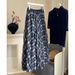 Mesh Stitching Contrasting Color Plaid Skirt Women's New High Waist Drape Pleated Loose Pendulum Umbrella Skirt_ecoleips.com