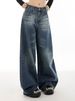 Vintage High-Waisted Flared Jeans – 90s Retro Denim Wide-Leg Pants – Distressed Washed Blue Y2K Streetwear _ecoleips.com