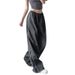 Women's Clothing Personality Trend Drawstring Leisure Elastic Waist Multi Color Trousers_ecoleips.com