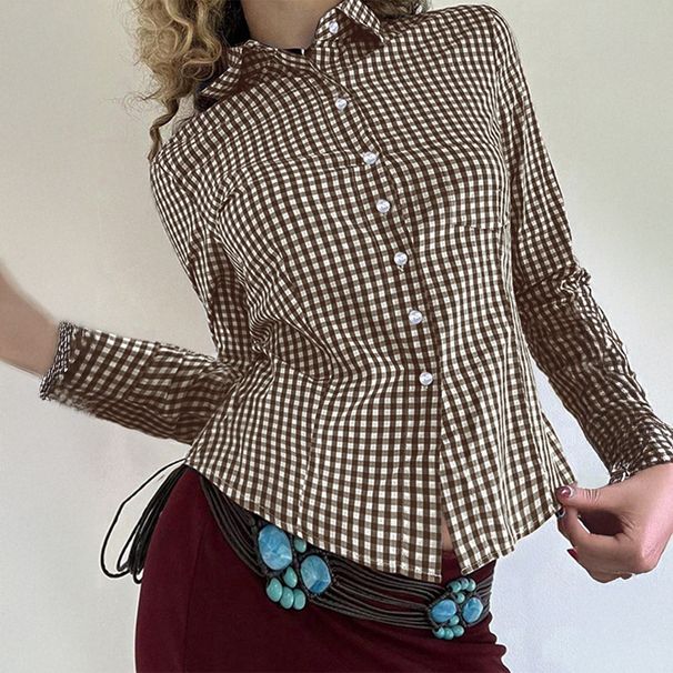 DiYun European And American Y2K Versatile Long-Sleeve Button-Up Shirt Women's Clothing 2025 Fall/Winter_ecoleips.com