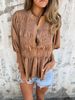 Women's Clothing Summer New Solid Color Round Neck Button Casual Fashion Short Sleeved Shirt_ecoleips.com