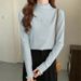 This Uniquely Designed Solid-Color Semi-High-Neck Long-Sleeved T-Shirt With Black Ear Trim Can Be Worn As A Base Layer F_ecoleips.com