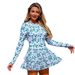 Women's Long Sleeve Rash Guard Swimsuit UPF 50+ Sun Protection Zip-Up Surfing Quick-Dry Polyester Leaf Print & Solid Colors S-XL_ecoleips.com