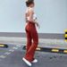 Aria Basics European And American Style Foreign Trade Women's Clothing 2025 Summer High-waisted Elastic Lace-up Hollow-out Solid_ecoleips.com