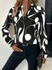 Verve Women's Printed Notch Collar Casual Long Sleeve Shirt Top_ecoleips.com