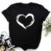 European And American Women's New Loose-fitting Heart-patterned Plus-size T-shirt For Summer_ecoleips.com