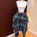 Sweetheart A-Line Midi Skirt – High Waist Wrap Tie Plaid Skirt For Women (Black Houndstooth/Black/Red/Blue/Mustard/Gray, S-2xl, Summer Essential)_ecoleips.com