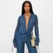 Women's Clothing Women's Sexy Mesh Tulle Top And Slim Fit Trousers Set Long Sleeved Neck Tie Up Style Clothing_ecoleips.com