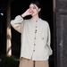 25 Spring New Artistic Cotton And Top Shirt Women's Color Blocked Pan Buttoned Cardigan Coat_ecoleips.com