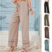 2026 European And American Fashion Casual Solid Color Loose Draped High-Waisted Straight Hollow_ecoleips.com