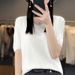 2026 New Summer V-neck Ice Silk Short-sleeved Knitted Sweater Women's Loose Thin Ice Silk T-shirt Women's Top Wholesale_ecoleips.com