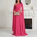 Elegant Off-Shoulder Evening Gown High-Waist Batwing Sleeve Maxi Dress In Vibrant Fuchsia For Red Carpet Galas Weddings (Stretch Poly-Spandex Blend)_ecoleips.com