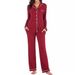 Women's Modal Long Sleeve Button-Up Cardigan & Lounge Pants Set - Soft Comfortable Casual Homewear (Black, Red, Gray, Green, Purple)_ecoleips.com