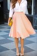 Women's Elegant Sexy Pleated Solid Color Over-the-Knee Large Hem OL Midi Skirt_ecoleips.com