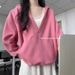 Fashionable, Age-reducing, High-end, Super Stylish Top Milky Yellow With A Half-zip Hooded Pullover Sweatshirt For Women_ecoleips.com