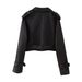 New women's European and American style belted long sleeved short casual windbreaker jacket_ecoleips.com