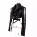 2025s Queen Style Mini Suit 2025 With Full Swing, Cross Straps, Waist Cinching, Chest Revealing, Long Sleeved PU Leather Short_ecoleips.com