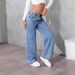 Women's Clothing Vintage Straight Leg Jeans For Women - Classic Mid Rise Denim Pants (Smoke Gray/Light Blue)_ecoleips.com