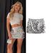 Women's Sequin High-Waisted Mini Skirt – Sexy A-Line Party Skirt For Night Out & Club (Silver/Gold/Purple/Black/Navy/Red, Sizes Xs-Xl)_ecoleips.com