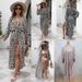 Bohemian Beach Cover-Up – Long Sleeve Flowy Kimono With Allover Print (One Size, Black/Green/Pink/Geometric)_ecoleips.com