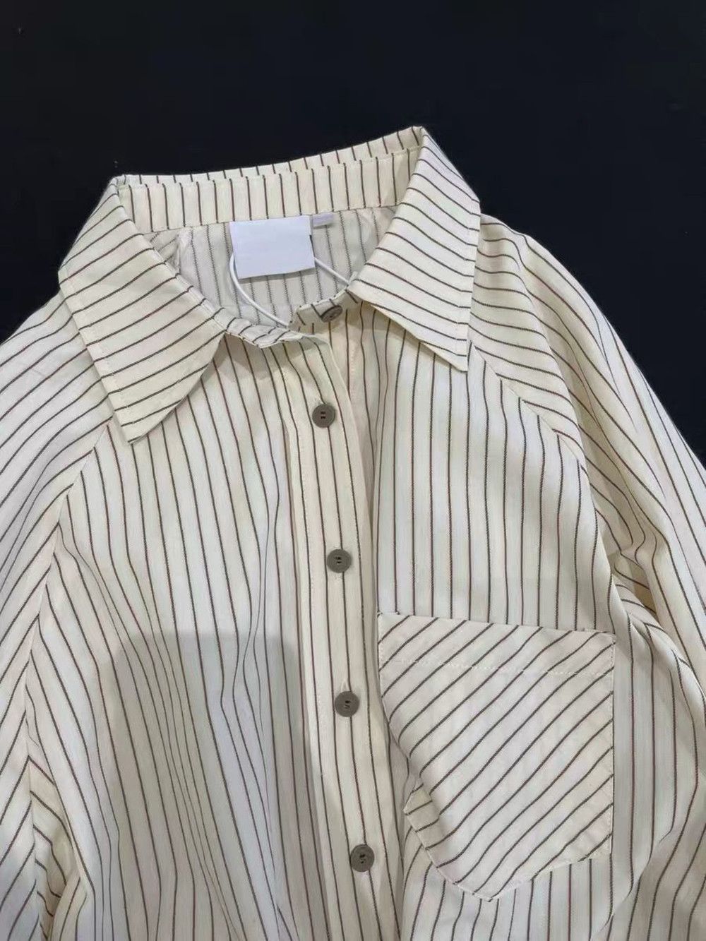 Women's Clothing Early Spring Pinstripe Long Sleeved Shirt Tops For Women In Summer Thin Inner Wear Outer Wear POLO Collar Shirt Sunscreen Jacket_ecoleips.com