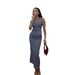 Women's Two Piece Set Sleeveless Midi Skirt Solid Color Loose Fitting Lightweight Summer Outfit_ecoleips.com