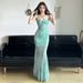 Light Green Butterfly Print Mesh Sundress Women's Summer Beach Vacation Casual Mermaid Bodycon Long Dress Thin Suitable for Warm Weather_ecoleips.com